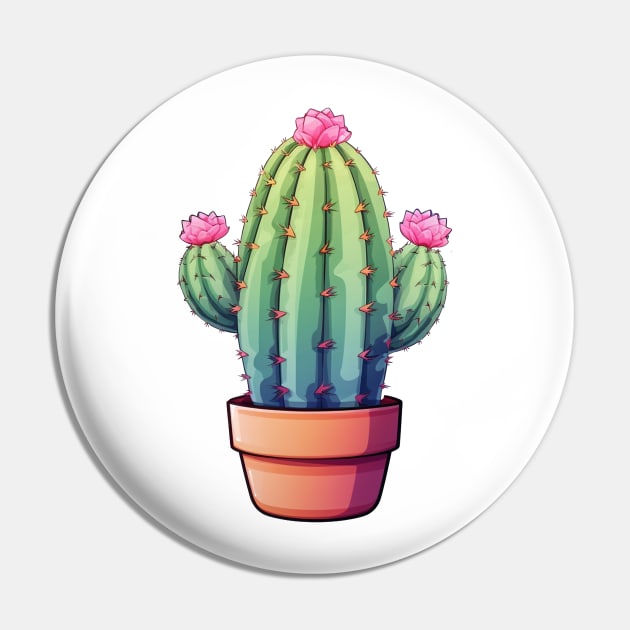 Floral Cactus Art Pin by Pastel Craft