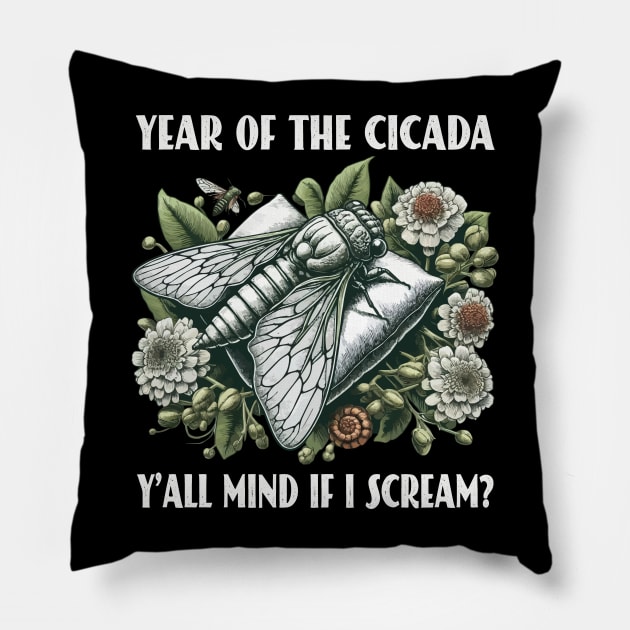 Cicada Invasion Year Of The Cicada 2024 Brood Cicada Lover Pillow by JUST PINK