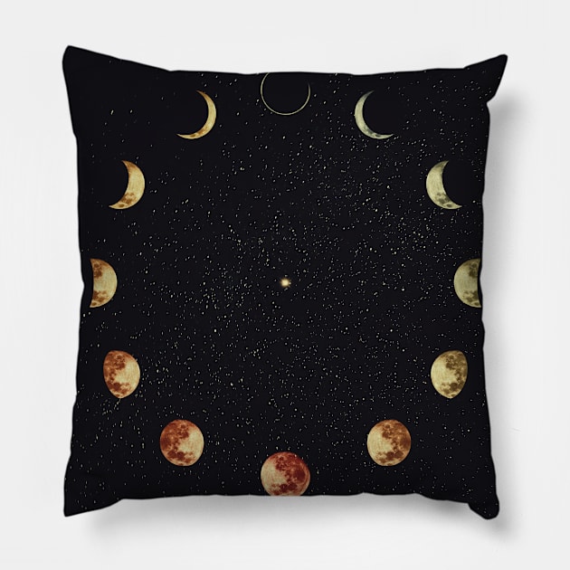 Moon phases Pillow by psychoshadow