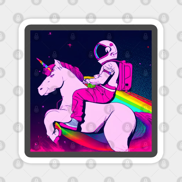 Astronaut Riding Unicorn Magnet by The Convergence Enigma