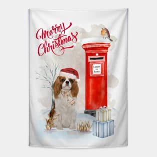 Cavalier King Charles Spaniel Merry Christmas Santa Dog Tapestry