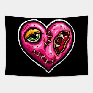 Zombie Heart Stitched Plaster Pink Valentines Day Tapestry