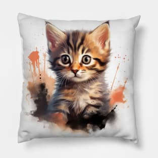 The Watercolor Cute Ginger Cat Pillow