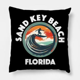 Sand Key Beach - Florida (with White Lettering) Pillow