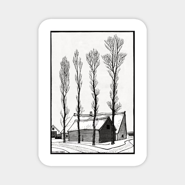 Winter (1920) by Julie de Graag Magnet by dailycreativo