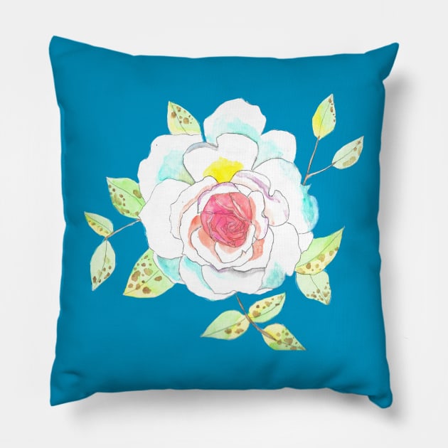 Favorite Rose Watercolor Pillow by okhismakingart_