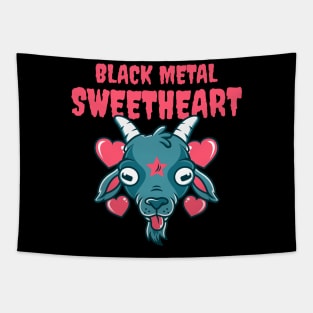 Black Metal Sweetheart Cute Goat Head Baphomet Tapestry