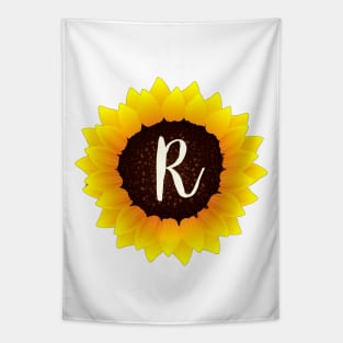 Floral Monogram R Bright Yellow Sunflower Tapestry