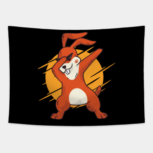 Dabbing Bunny Funny Cartoon Design Tapestry