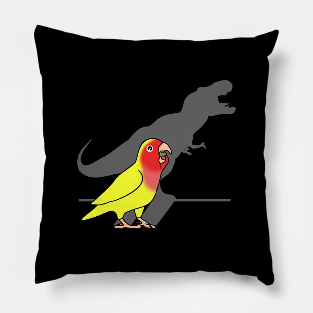 T-Rex Shadow Rosy faced Yellow Lovebird Pillow by FandomizedRose