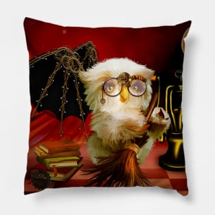 Cute little steampunk owl with sunglasses Pillow