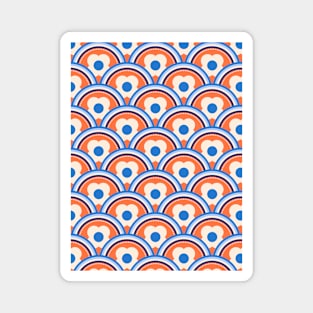 Apricot Crush, Blue Retro Waves and Flowers Magnet