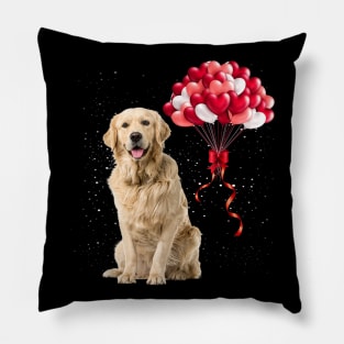 Golden Retriever Heart Valentines Day Pillow