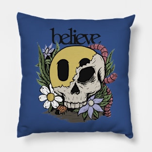 Floral Skull Graphic 3 Pillow