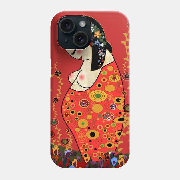 Kokeshi Hope of Klimt Phone Case by Pendientera