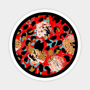 Modern abstract rose and leopard texture red Magnet