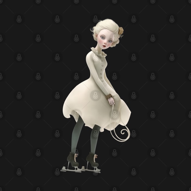 Ice skating girl with vintage victorian dress by digilabs