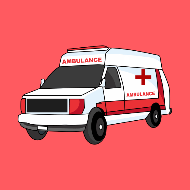 Cute red ambulance van cartoon by Cartoons of fun