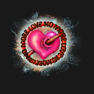 No More Love pierced heart gothic logo T-Shirt