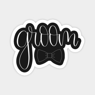 Groom with Bowtie Gift - White Script Lettering Magnet