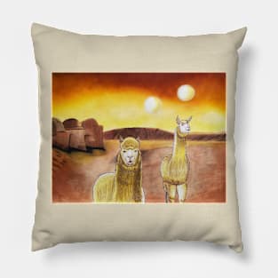 Llamas on Tatooine Pillow