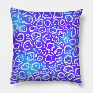 Blue and Purple Watercolor wild cat pattern Pillow