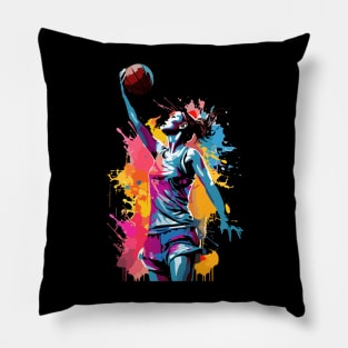 Watercolor Basketball girl Pillow