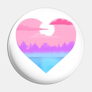 Catgender waterscape subtle heart Pin