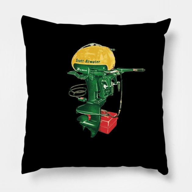 Scott Atwater Outboard Motors Pillow by Midcenturydave