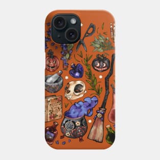 Kitchen Witch Orange background Phone Case