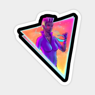 Space Girl Synthwave Cyberpunk Retro Futuristic Party Art Magnet