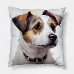 Watercolor Portrait of a Jack Russell Terrier Pillow