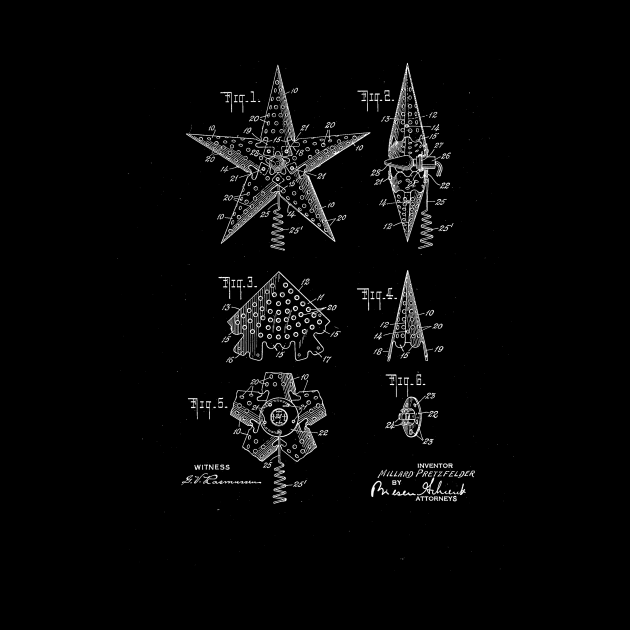 Christmas Tree Star Vintage Patent Drawing by TheYoungDesigns