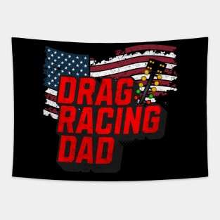 Drag Racing Dad American Flag Drag Racing Tree USA Tapestry