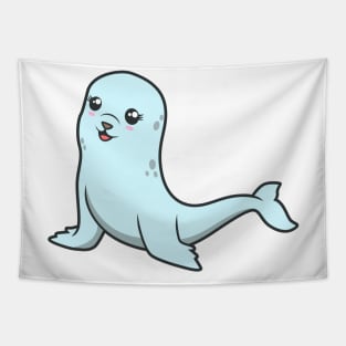 Kawaii grey seal Tapestry