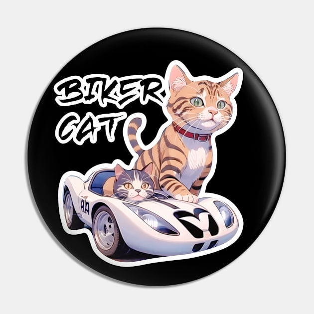 Biker Cat,Racer Cat Pin by LycheeDesign