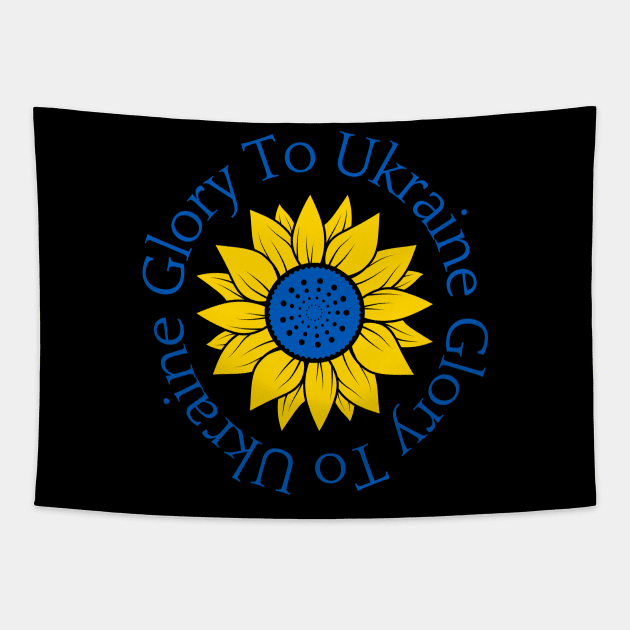 Glory To Ukraine Sunflower Word Art Tapestry by She Gets Creative