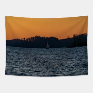 Sailing away at Sunset Tapestry