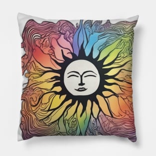 Colorful Abstract Sun and Moon Artwork No. 528 Pillow