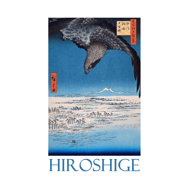 Discover Eagle Over the 100,000 Acre Plain at Susaki by Utagawa Hiroshige - Woodblock Print - T-Shirt