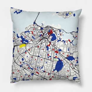 Auckland (New Zealand) Map x Piet Mondrian Pillow