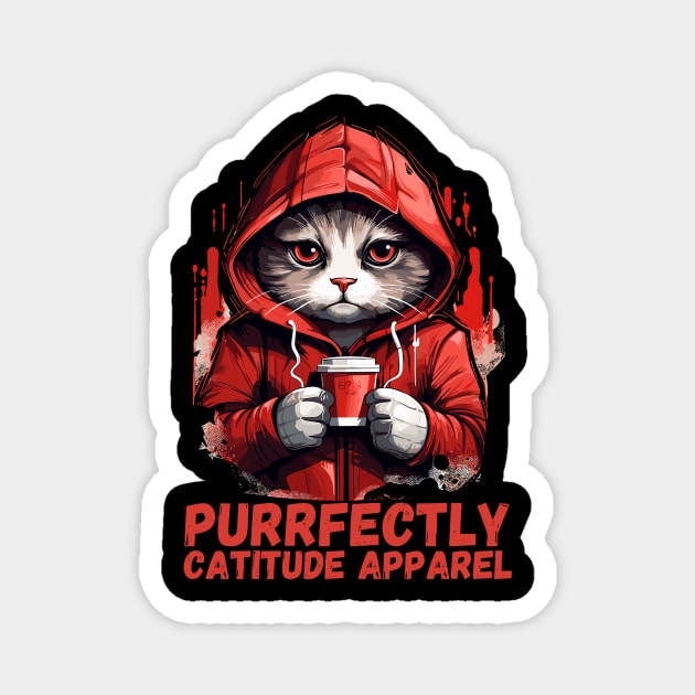 Puurfectly Catitude Apparel Cute Cat Lover Gift Design Magnet by BrushedbyRain