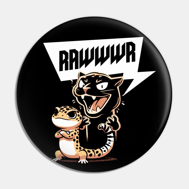 RAWWWR I am a Leopard Gecko (Back Print) Pin by DoodleDashDesigns