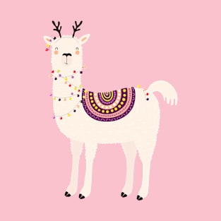 llama christmas lights T-Shirt