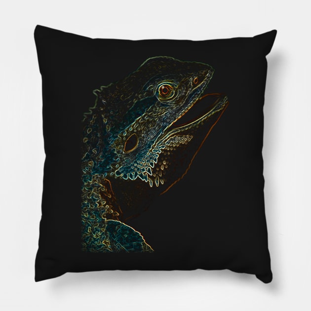 leguan, colored leguan Pillow by hottehue