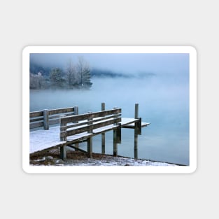 Peaceful, misty lake Magnet