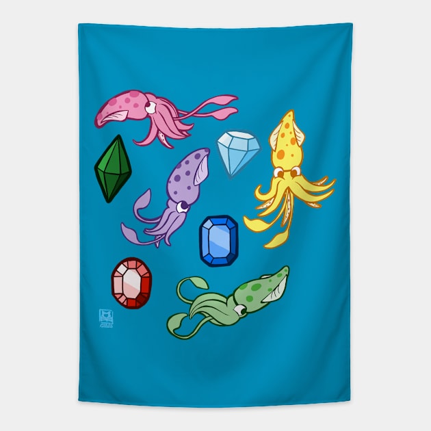 Gem Squids Tapestry by Von Plundercat