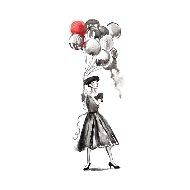 Audrey Hepburn Retro Balloons by beaugeste2280@yahoo.com