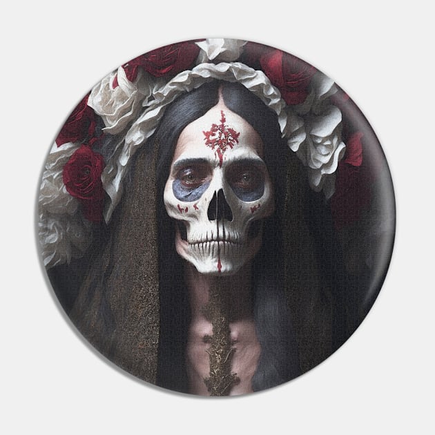 Painting of Santa Muerte Pin by metamorfatic