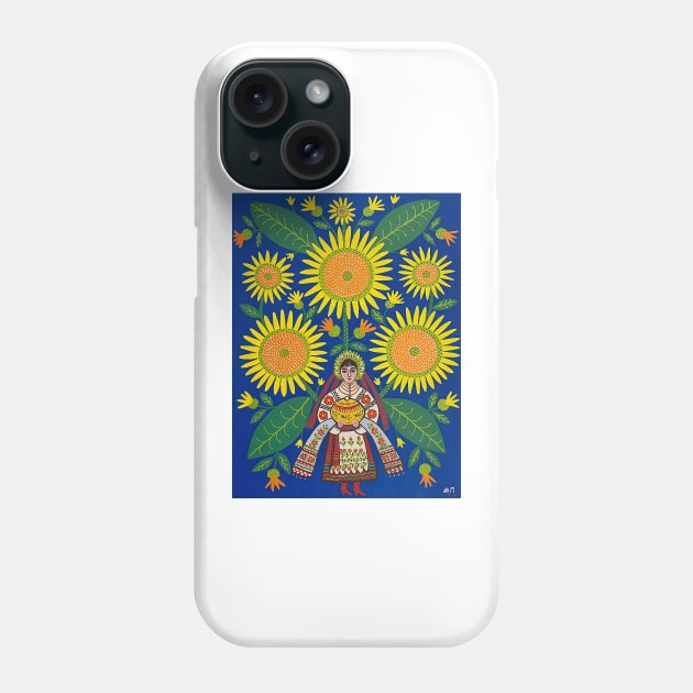 Maria Prymachenko, May I Give This Ukrainian Bread to All People in This Big Wide World, Марія Приймаченко, Українська Паляниця Phone Case by ZiggyPrint